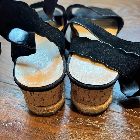 Marc Fisher Faitful Black Suede Platform Wedge Cork Sandal | 8.5 - Picture 4 of 7
